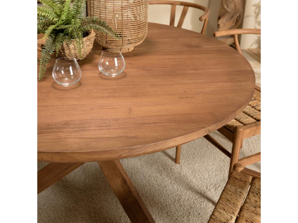 Lysvia - Round dining table 130x130cm in recycled teak wood QBOU78744
