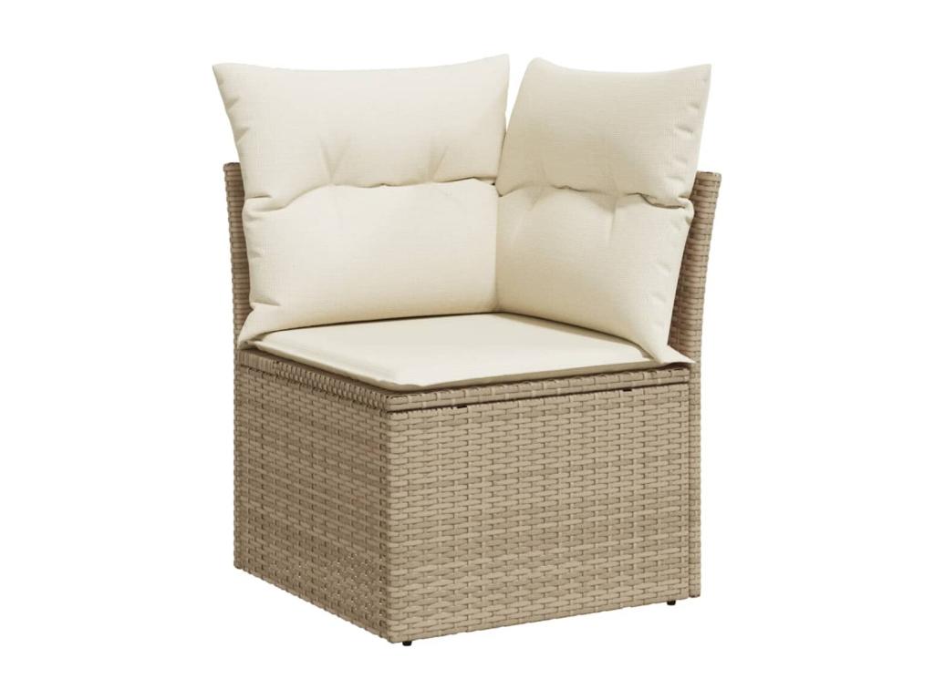 11-piece garden furniture set with beige resin wicker cushions NDXV73107