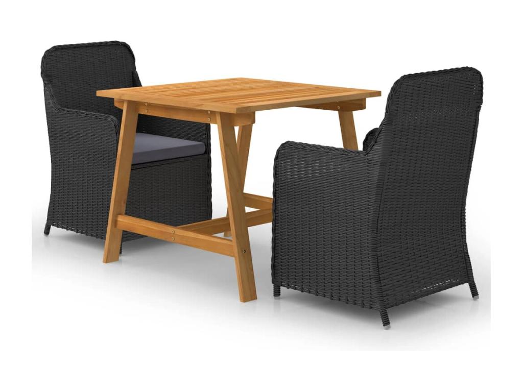 3-piece garden dining set, black, VPOD82439