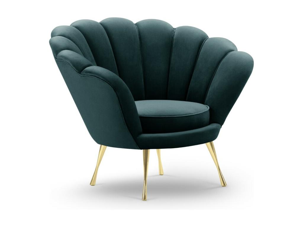 Lysvia - Lysvia armchair in petrol blue velvet - 98x78x76cm XFGD51692