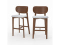 Set of 2 kitchen island chairs, 66 cm, in wood and light grey fabric - Elariva LXRX57566