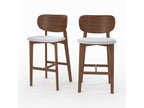 Set of 2 kitchen island chairs, 66 cm, in wood and light grey fabric - Elariva LXRX57566