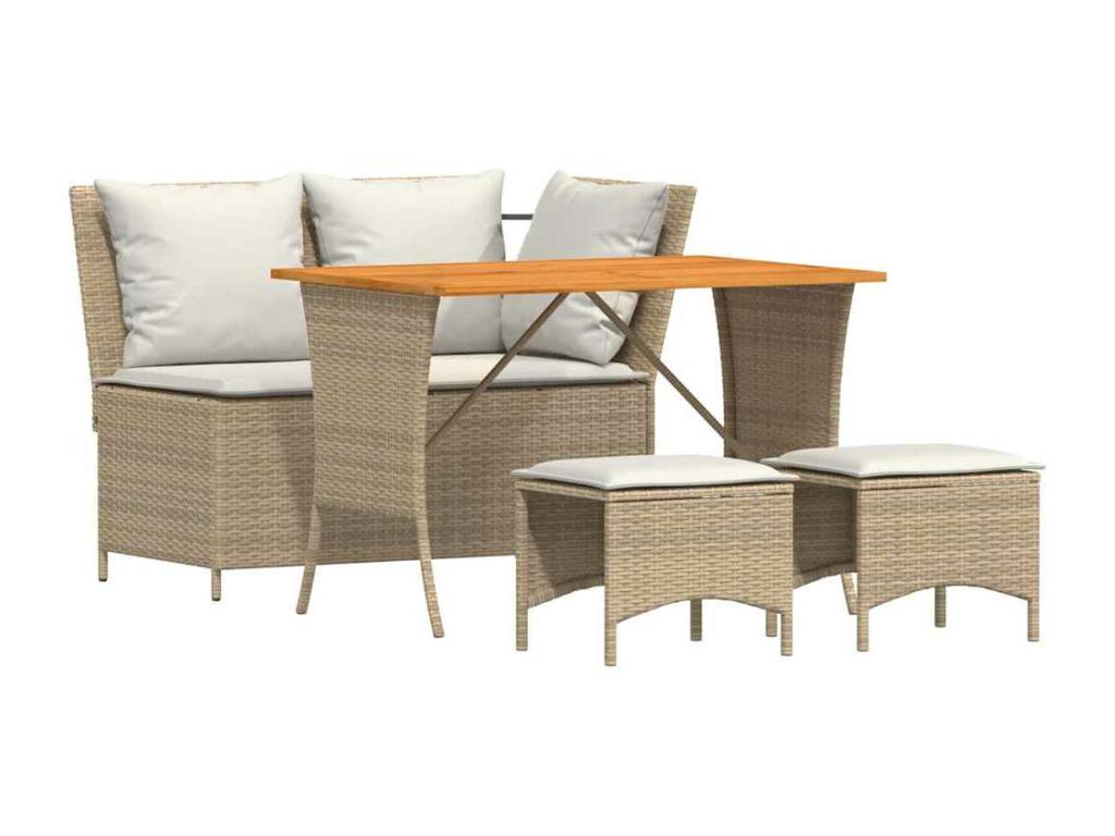 4-piece beige woven resin garden dining set with cushions XXXX75103