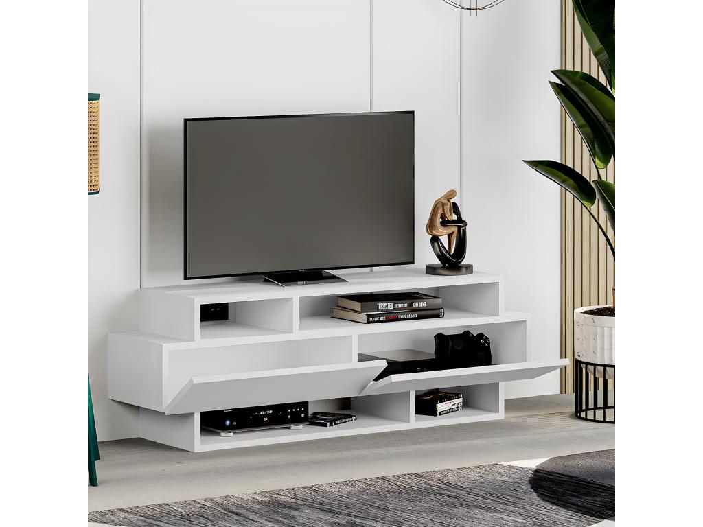 TV stand with 2 doors, white - length 125 x depth 32 x height 42 cm CZWV81501