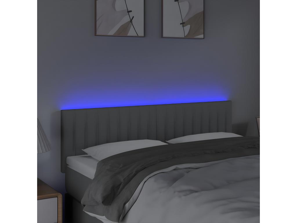 Light Grey LED Headboard 144x5x78/88 cm Fabric MQNY91076