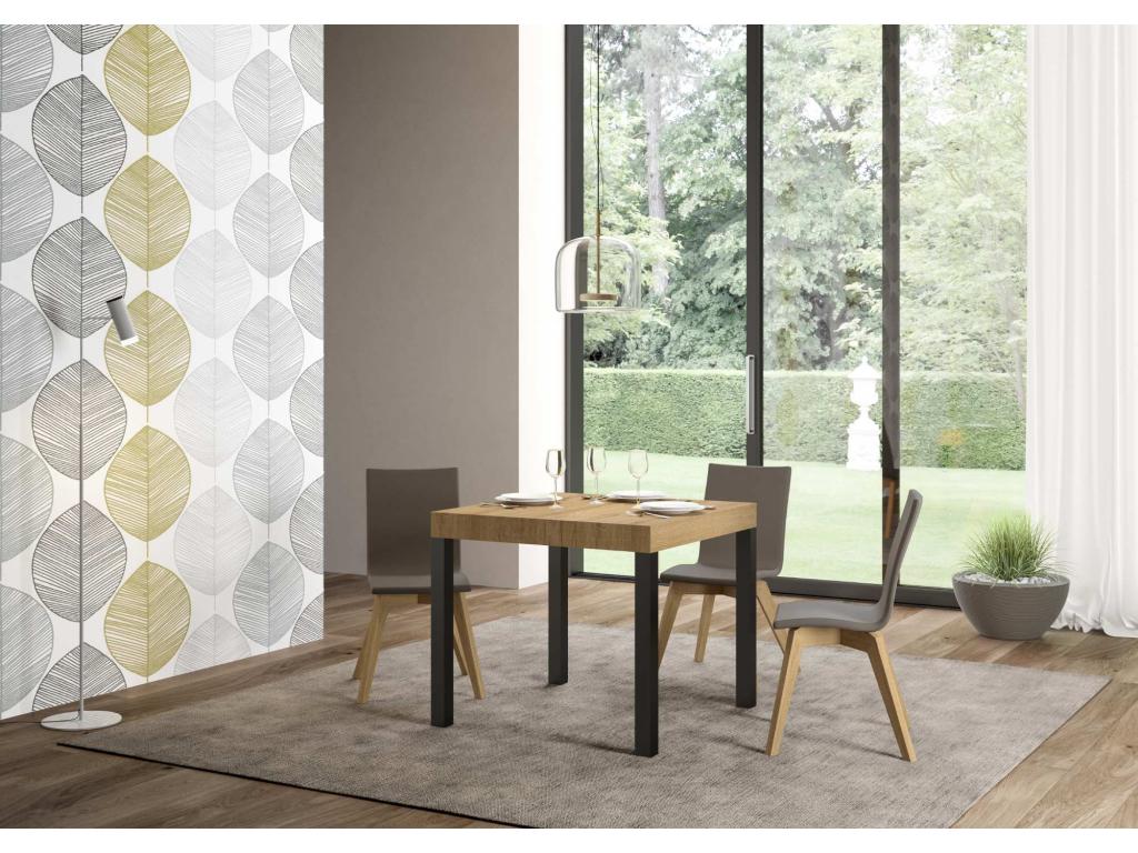 Extendable table 90x90/246 cm Everyday Premium Oak Nature Anthracite frame KFHT99593