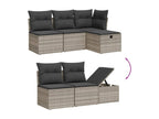 7-piece garden furniture set with cushions, light grey woven resin VPGO25369