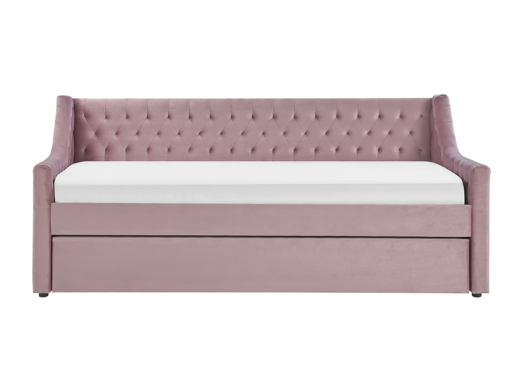 Velvet Trundle Bed 90x200 cm Pink LISS72166