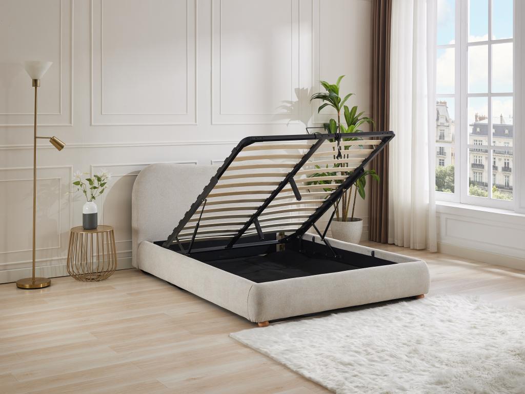 Storage bed 160x200 cm - Fabric - Beige - Elariva UEOW59416