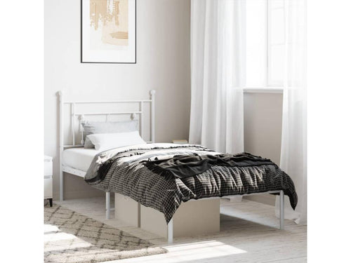 Metal bed frame with white headboard 100x190 cm OUSW73778