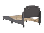 Bed frame with headboard, grey, 90x200 cm, faux leather, LZOK11846