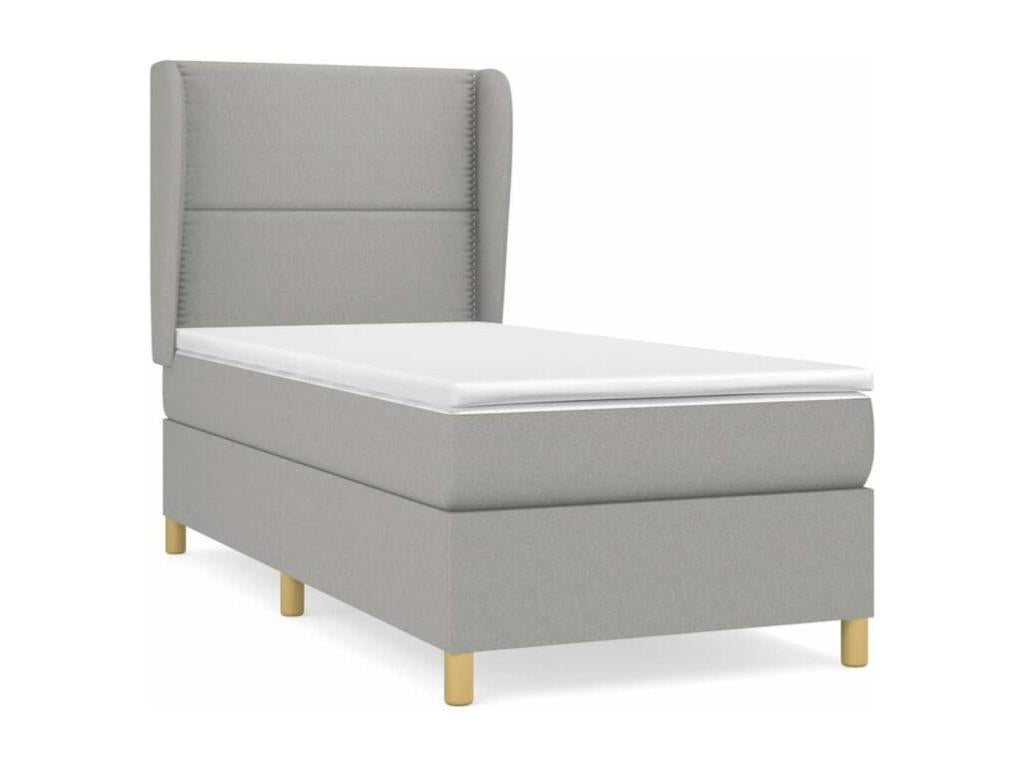 Lysvia bed base with light grey mattress 90x200 Fabric DPIF47757