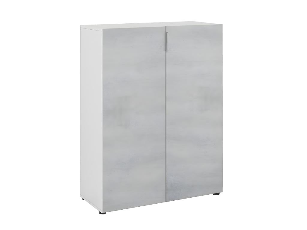 Shoe cabinet with 6 shelves, matte white/cement finish - Height 103 x Length 72 x Depth 36 cm DRVS27968