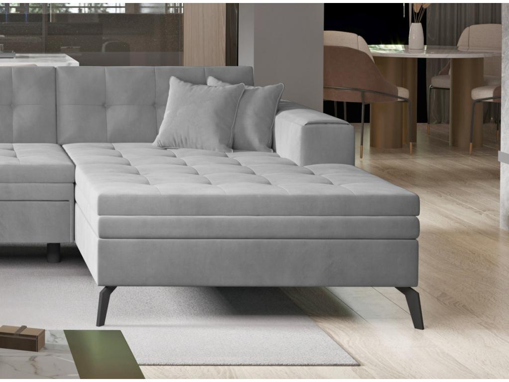 Lysvia 350cm Light Grey Soft Glossy Upholstered Panoramic Sofa Bed ULPJ39946