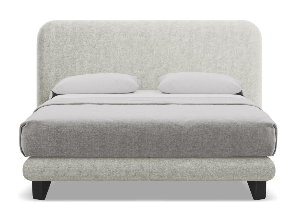 Upholstered bed with 160x200cm looped fabric mattress - beige - Lysvia VLDH39858