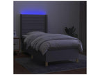 Lysvia bed base with LED mattress, light grey, 80x200 cm, fabric SYLD60768