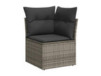 10-piece garden furniture set with cushions, grey woven resin HRMA77972