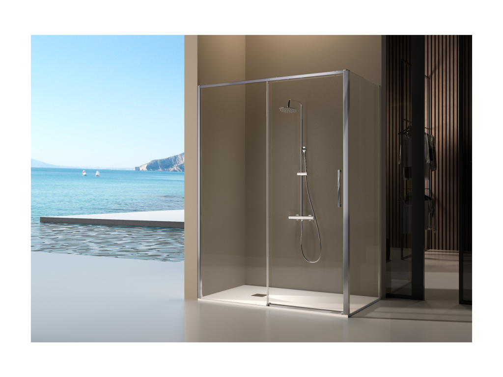 Lysvia fixed shower screen with sliding door, 134-136.6 cm, FELA32310