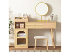 Dressing table with LED mirror, 3 drawers and side cabinet - Particleboard - Natural EPYZ69592