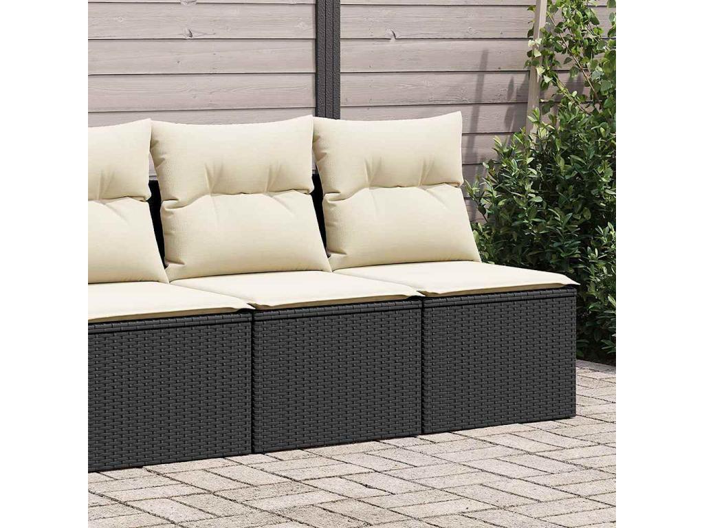 Elariva CWVB89571 4-piece garden furniture set with cushions, black woven resin