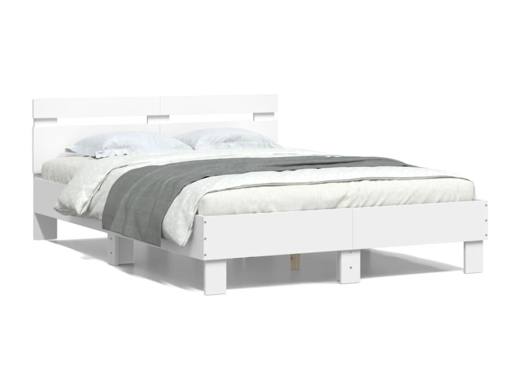 Bed frame with headboard and white LED lighting, 120x200 cm, EXLB87951