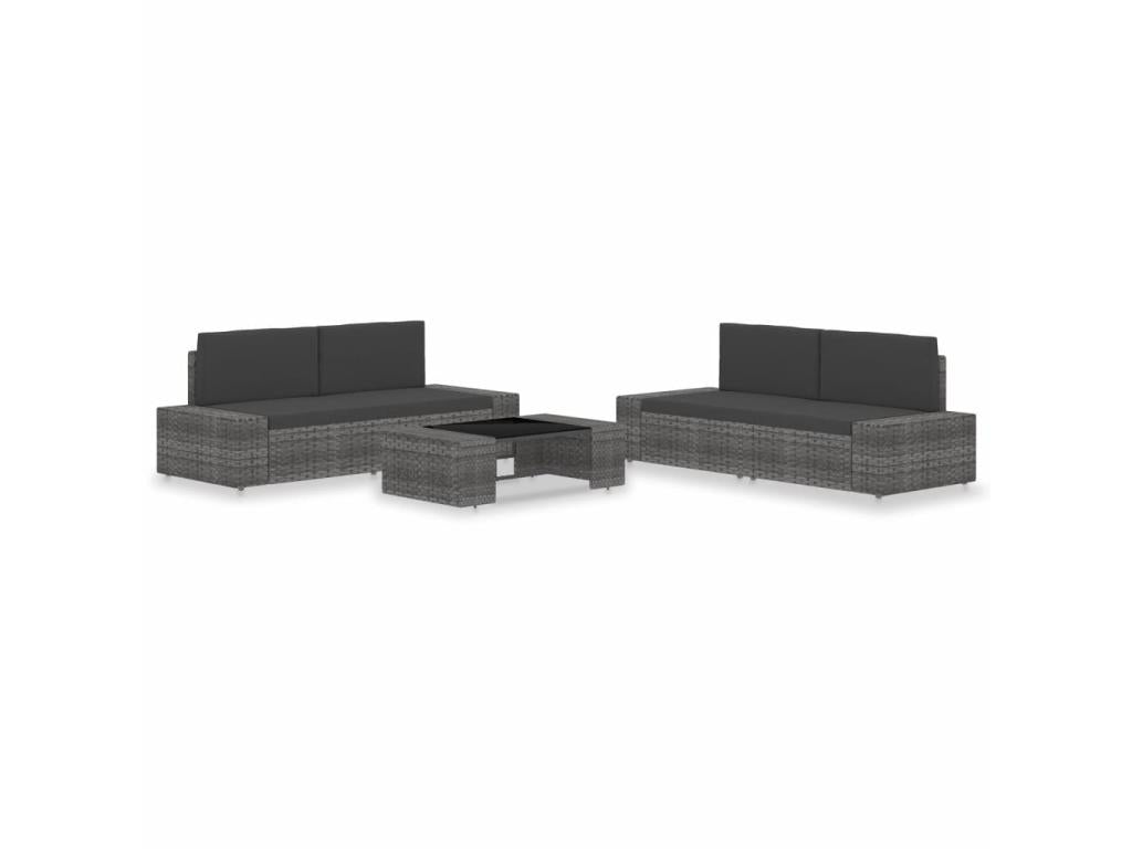 5-piece garden furniture set, woven resin, grey, NXZN10019