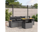 5-piece garden furniture set with cushions, black woven resin BEXX49756