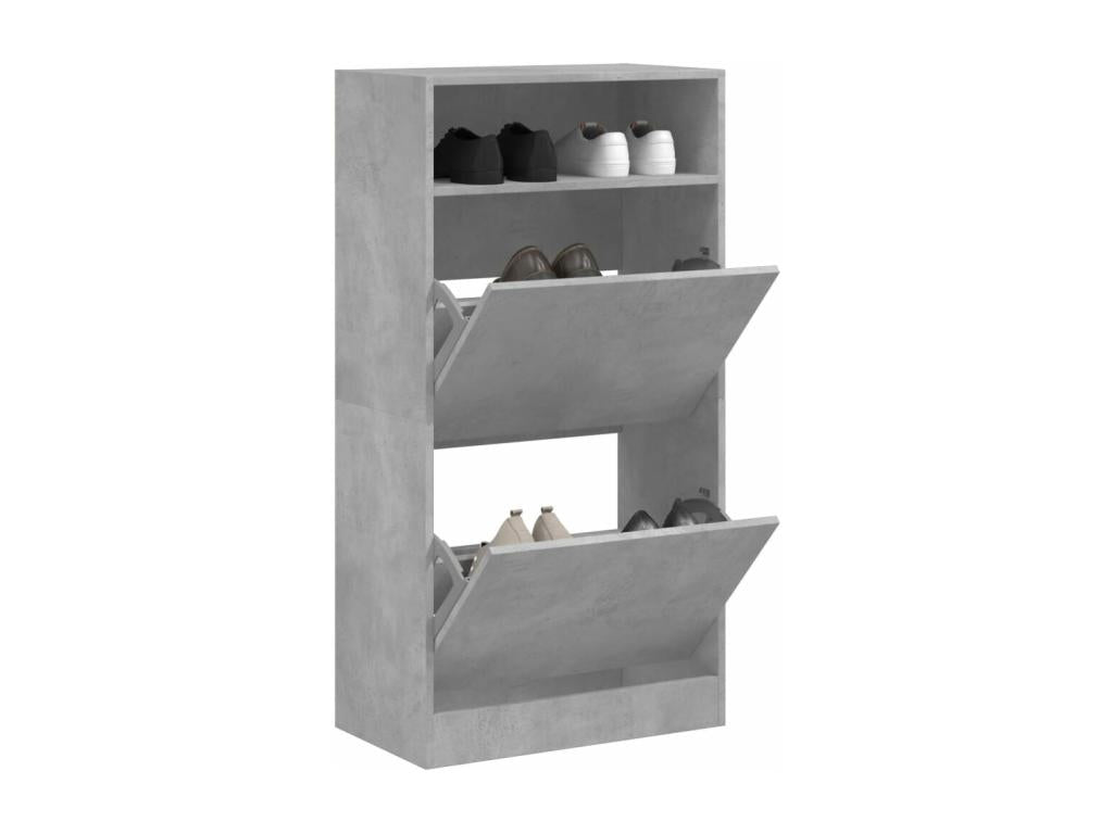 Concrete grey shoe cabinet 60x34x116 engineered wood EYNB12431