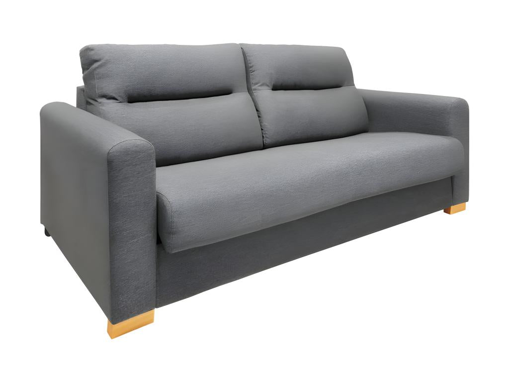 2-seater convertible sofa in heather grey fabric, sleeping area 140x190 cm - Lysvia AXSO13908