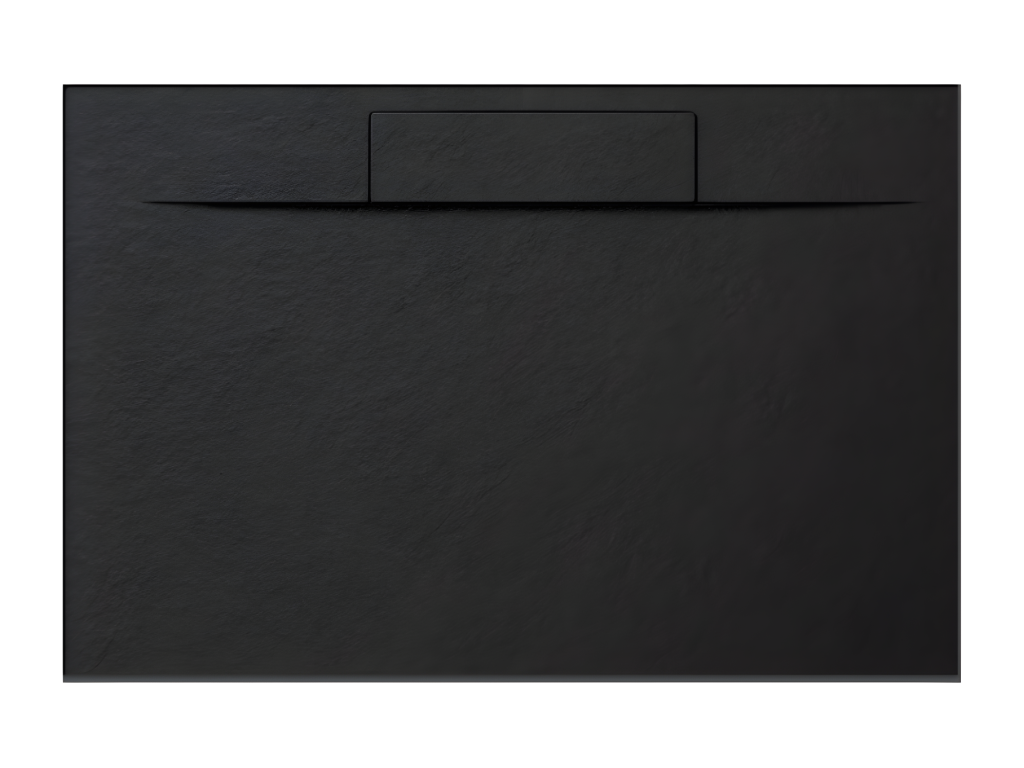 80x125 cm Black Lysvia PLUS Line Shower Tray in Resin and Marble Powder with Side Grid in Marble Resin EAQN39652