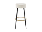 Set of 2 bar stools in bouclé fabric and black steel - White and Gold - Lysvia II QHMA64275