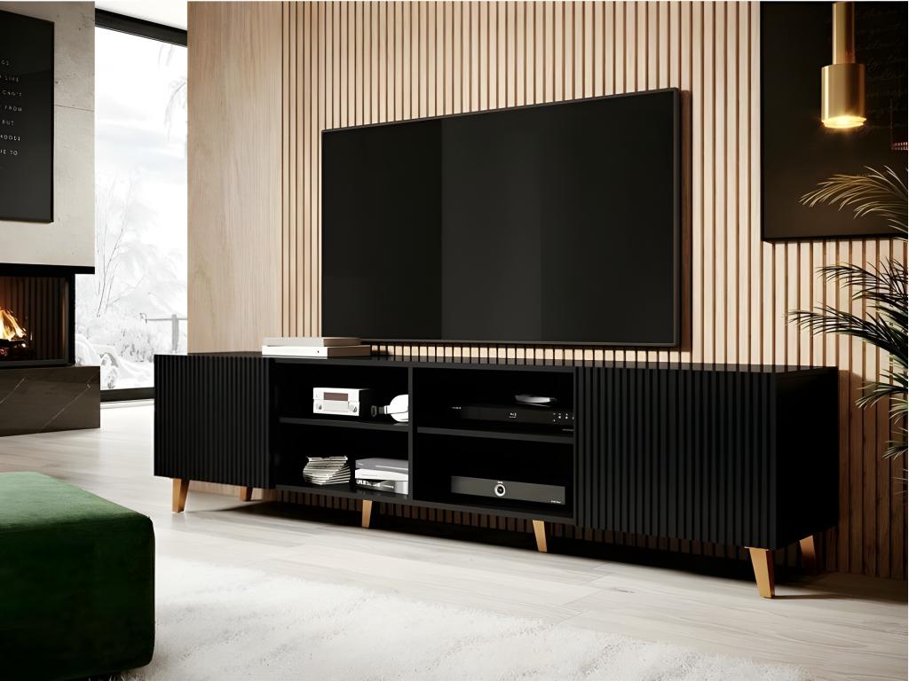 Dormeva TV stand 200x53x40 cm Black, luxurious hi-fi cabinet, sideboard, freestanding chest of drawers YIEO44316