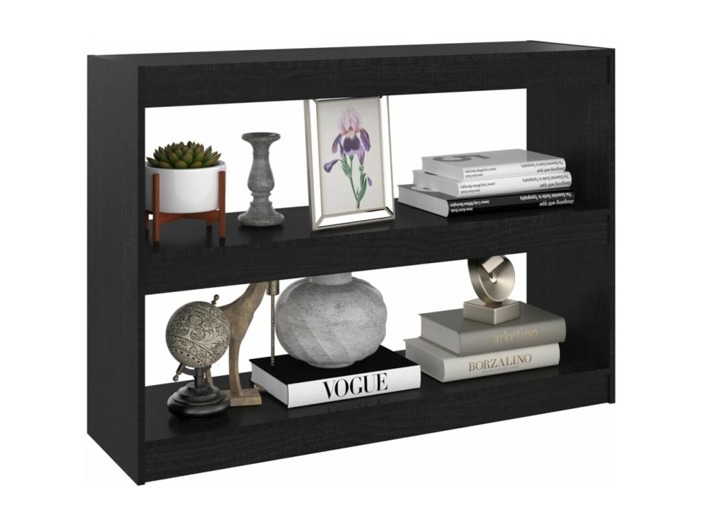 Black Bookshelf/Room Divider 100x30x71.5 cm Solid Pine AWIF34696