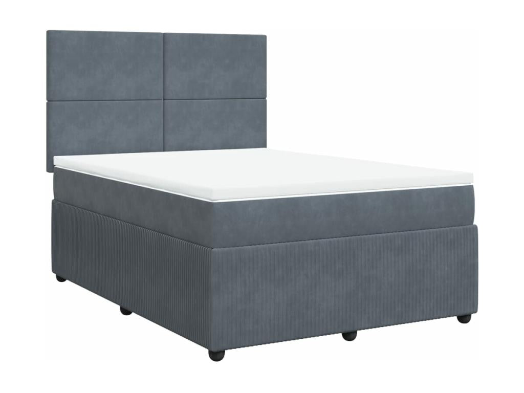 Lysvia bed base and mattress, Dark Grey 140x200cm Velvet SSSF81342
