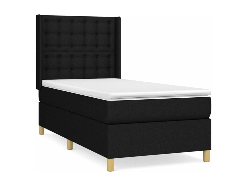 Bed base with mattress, black, 90x190 cm, fabric, BJFV85958