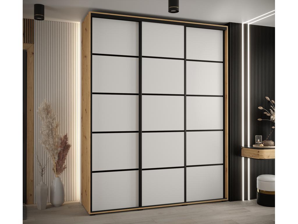 Lysvia 4 Sliding Door Wardrobe 235.2/190/60 3 Doors Lysvia/White/Black DCDS83139
