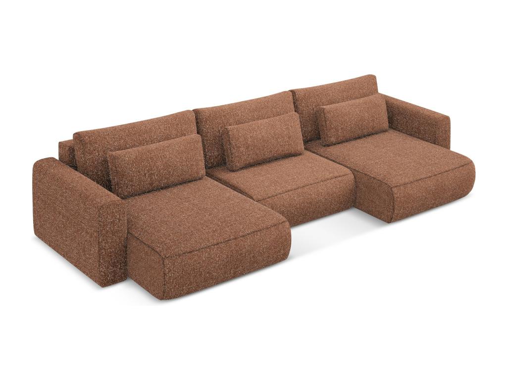 Elariva QGPB57389 Panoramic Corner Sofa Bed in Textured Fabric - Terracotta