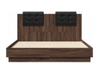 Bed frame with headboard and LED lighting, brown oak, 135x190cm PMCY58340