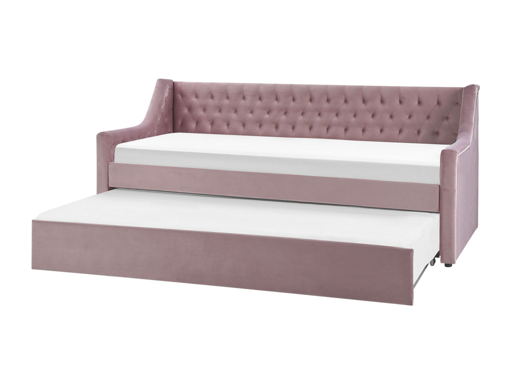 Velvet Trundle Bed 90x200 cm Pink LISS72166