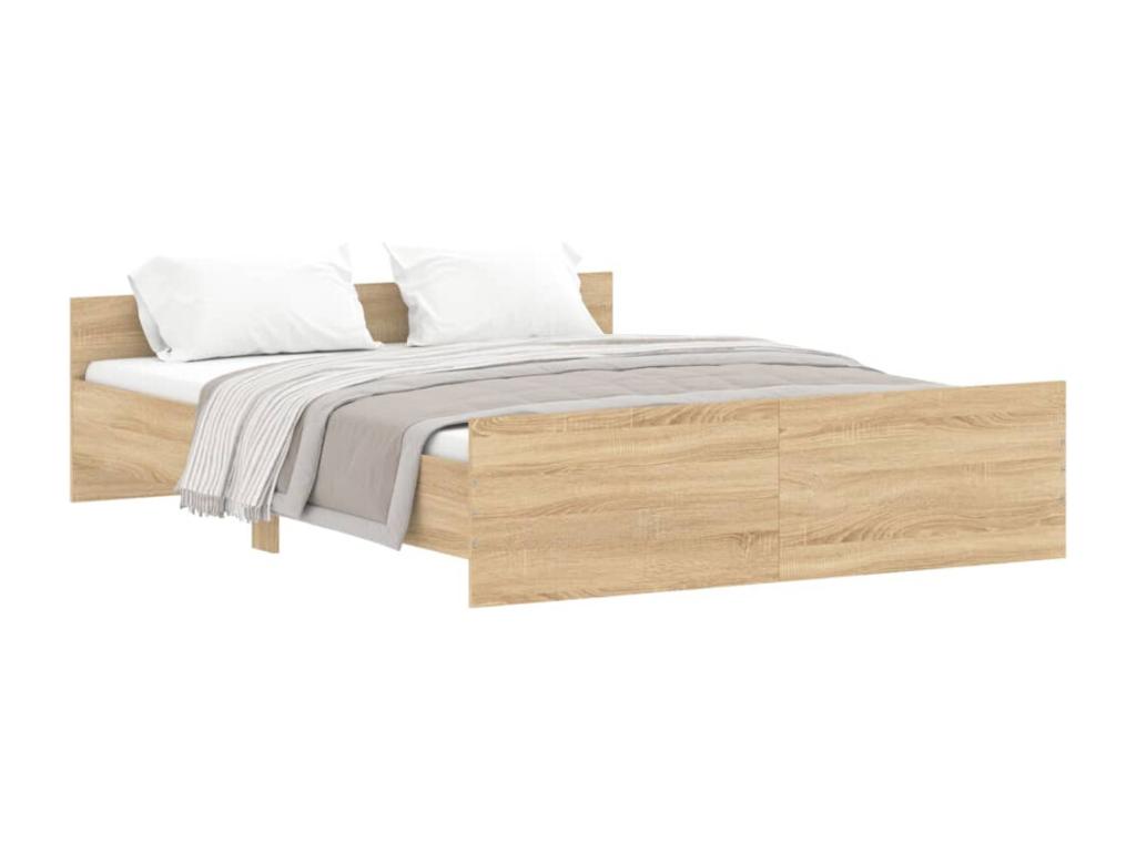 Lysvia oak bed frame with headboard and footboard, 160x200 cm, FSUP49177