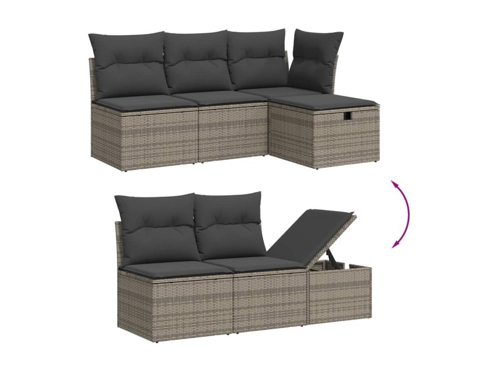 6-piece garden furniture set with grey resin wicker cushions CFXB72761