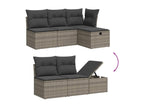 6-piece garden furniture set with grey resin wicker cushions CFXB72761