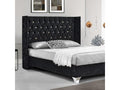 Lysvia Upholstered Bed with Large Headboard - Colors - Black - Sizes - 180x200 ENCG87184