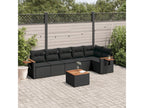 7-piece garden furniture set with cushions, black woven resin FONN82050