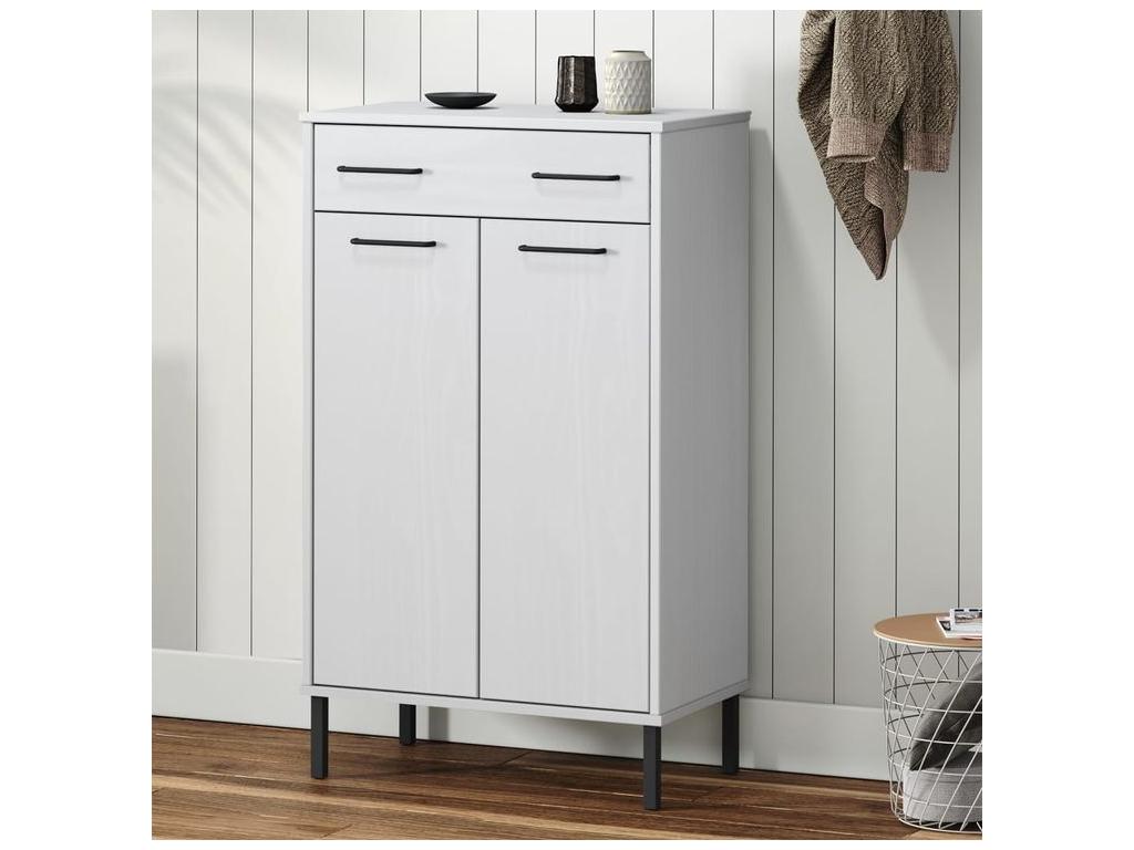 Shoe rack and metal legs, white, pine wood, Elariva BYDJ29660