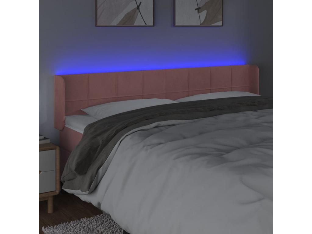 Pink LED Headboard 163x16x78/88 cm Velvet RJRG38056