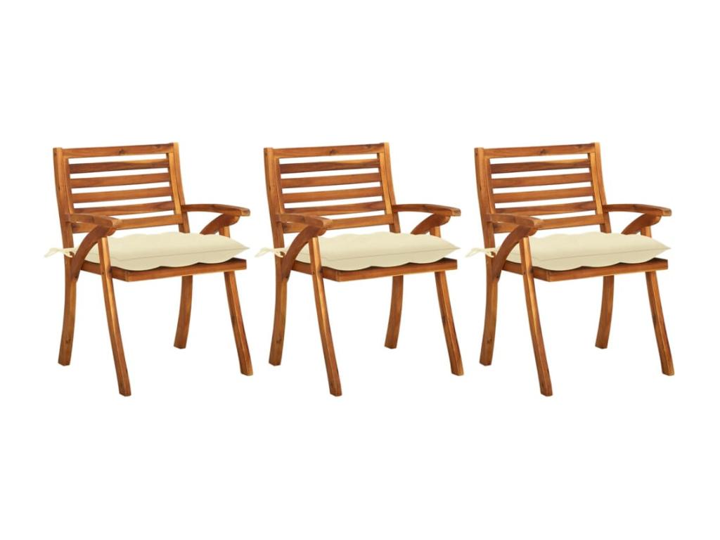 Garden dining chairs with cushions, 3 pieces, solid wood, HYCM67968