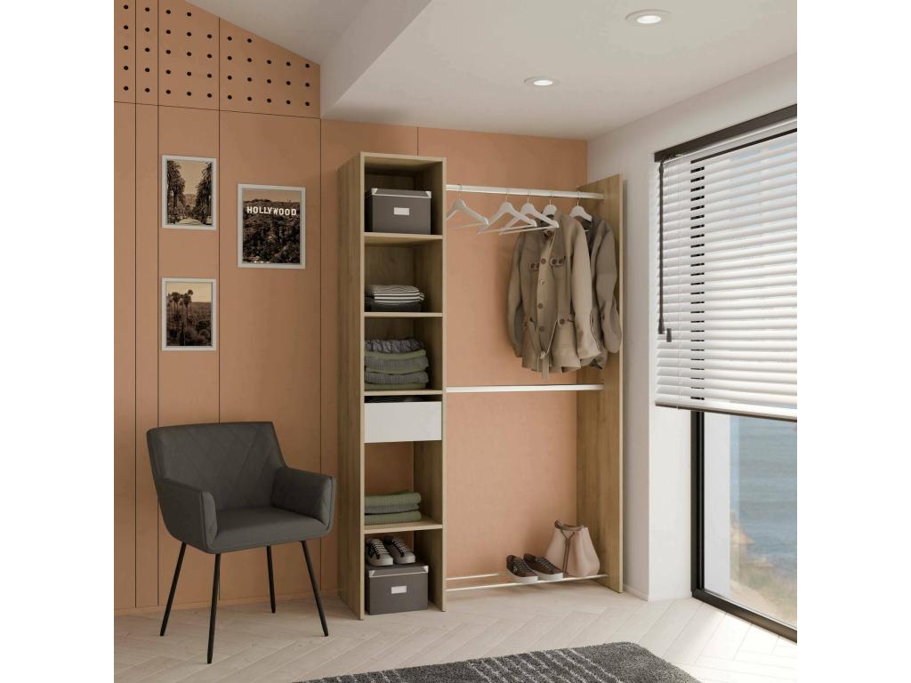 Large Wardrobe Bedroom Furniture Walk-in Closet Clothes Closet 118x40 h183 cm Oak and Matte White XMLH32997