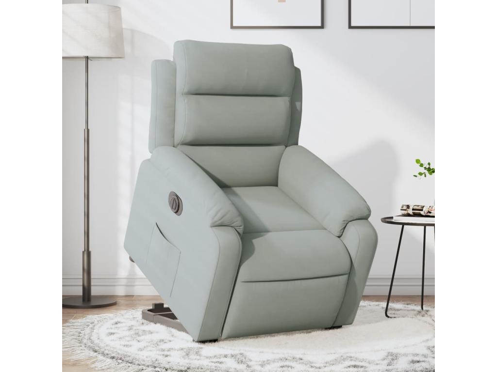 Light grey velvet electric recliner chair EBOA24253
