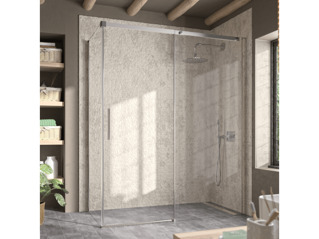 Fixed shower screen with sliding door, 150 cm, without side panel, HETL86786